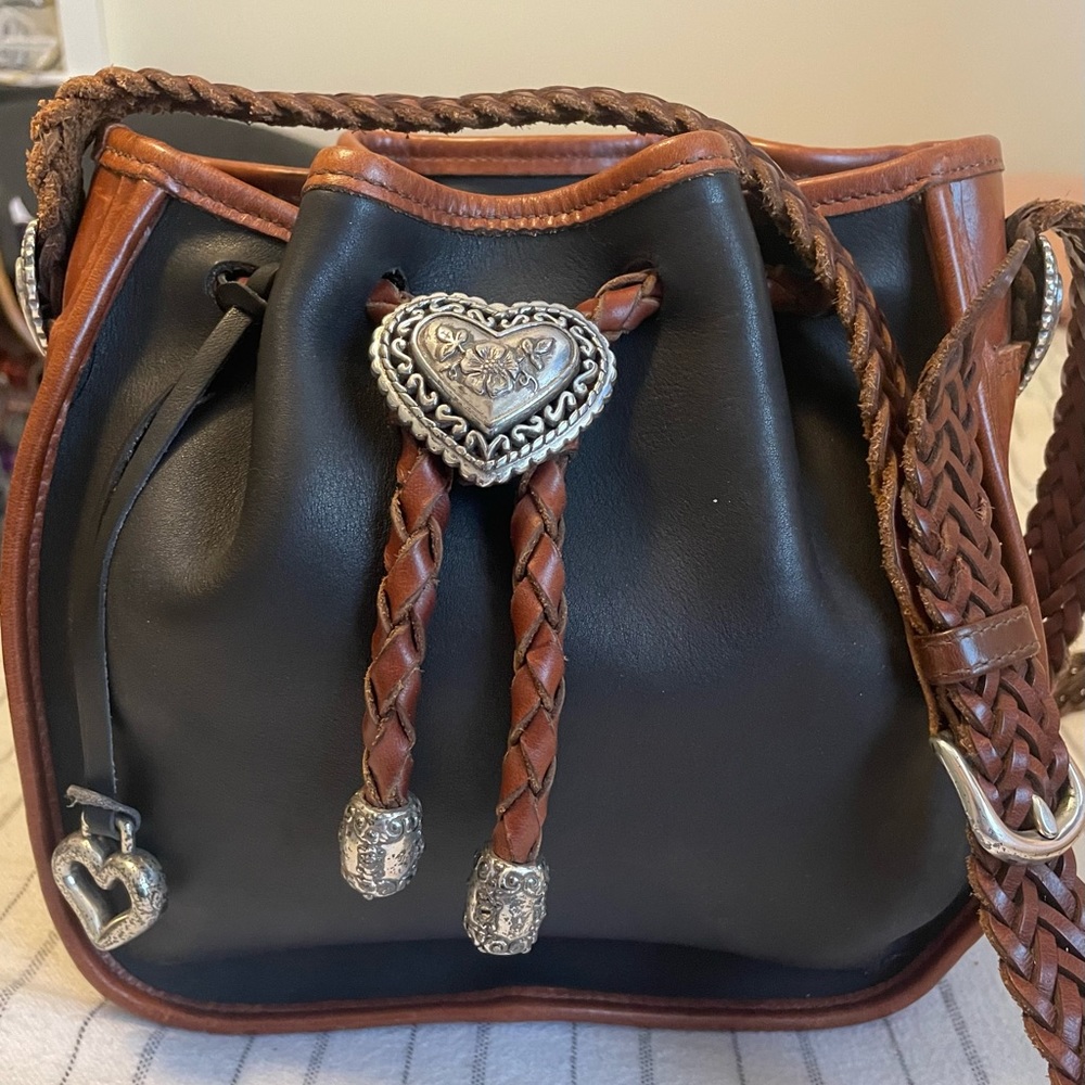 Brighton Leather crossbody vintage ,Bolo tie hip